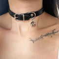Black choker neck band with little bell shape design and adjustable 21-50cm perimeter