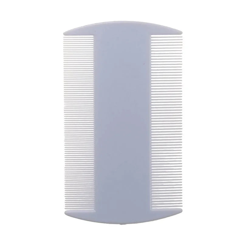 Fine teeth double-edged plastic flea and lice comb in multiple colours measuring 8cm