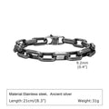 Men's simple square chain titanium steel bracelet in gold finish with clasp.