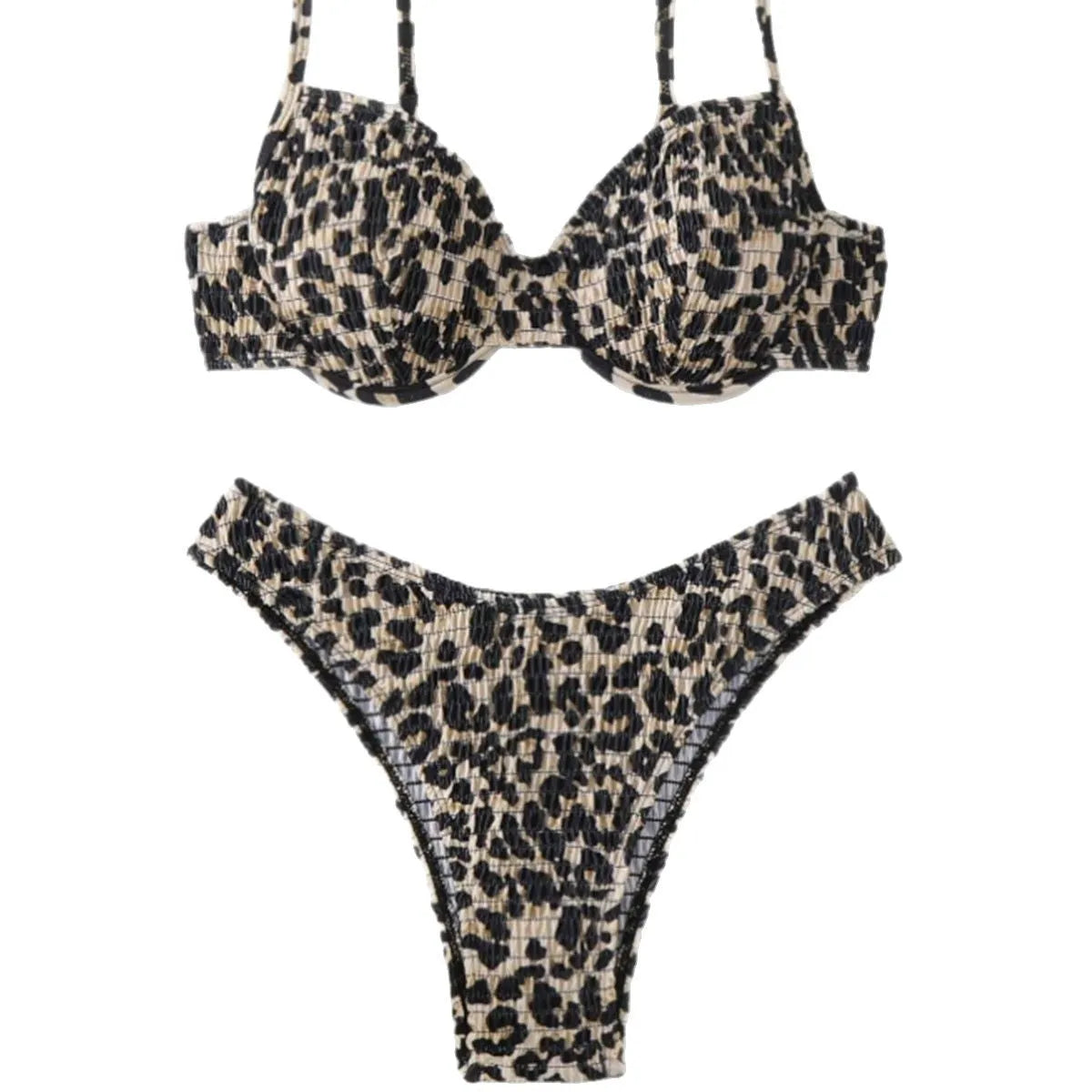 Leopard point backless bikini swimsuit for women in polyester fabric