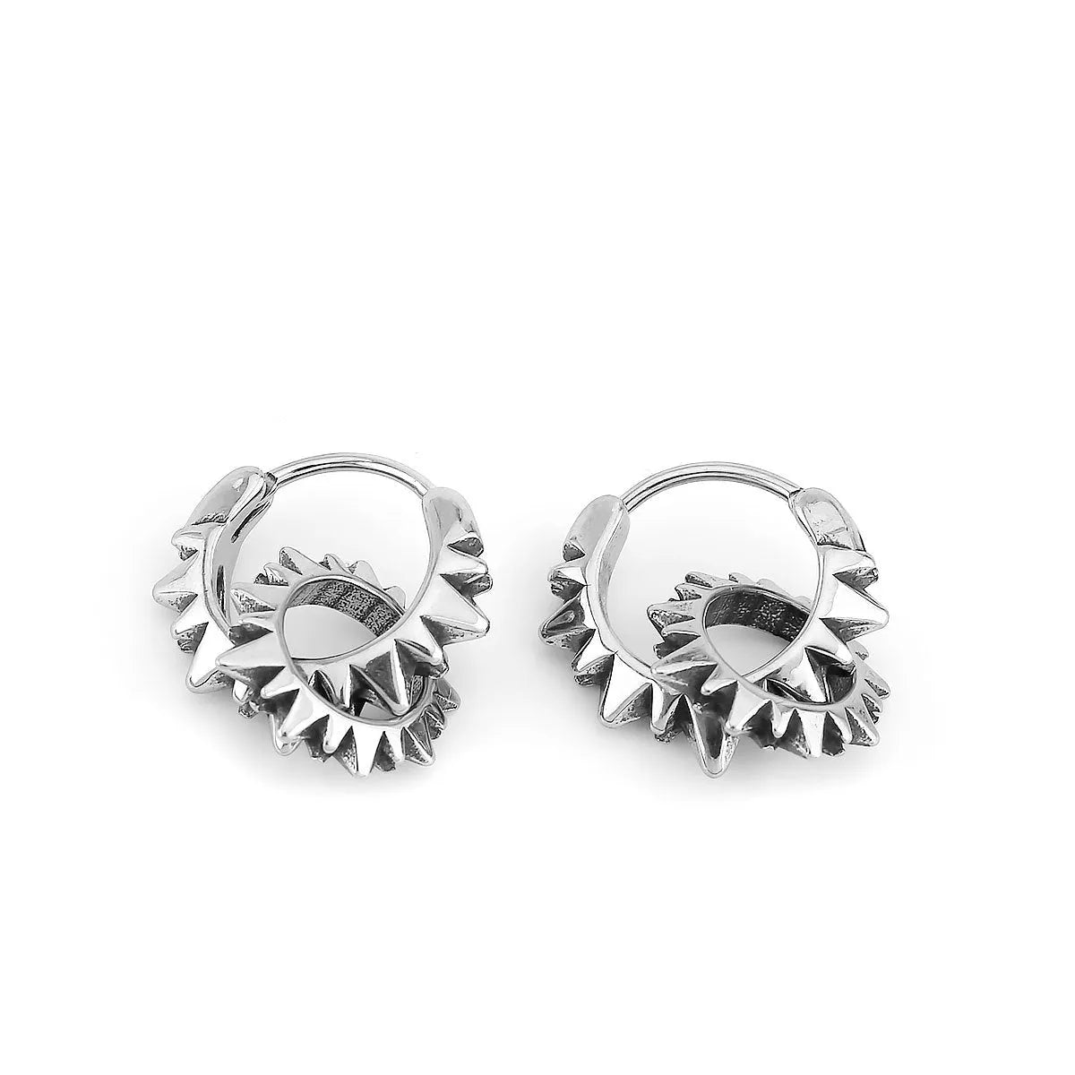 Stainless steel round hoop earrings with polished finish in steel colour