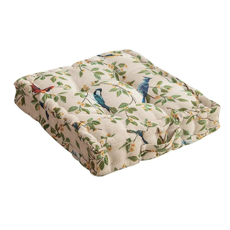 American dining chair back cushion with floral bird pattern, 40×40×8cm dimensions
