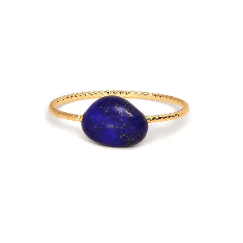 Original geometric niche design ring for women crafted from coloured natural agate stone.