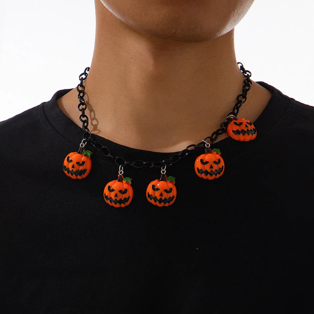 Halloween pumpkin ghost necklace with acrylic pendant in mixed colours