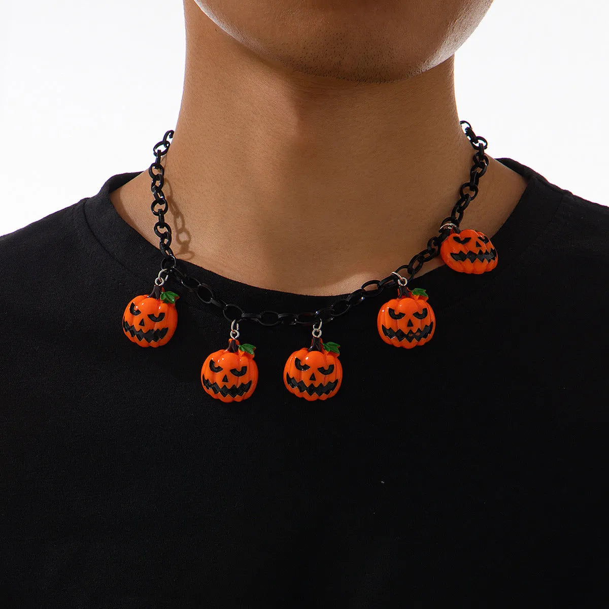 Halloween pumpkin ghost necklace with acrylic pendant in mixed colours