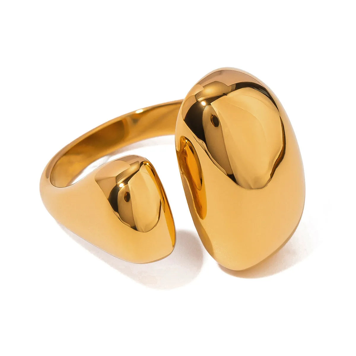 Women's stainless steel geometric open ring with exaggerated European American style