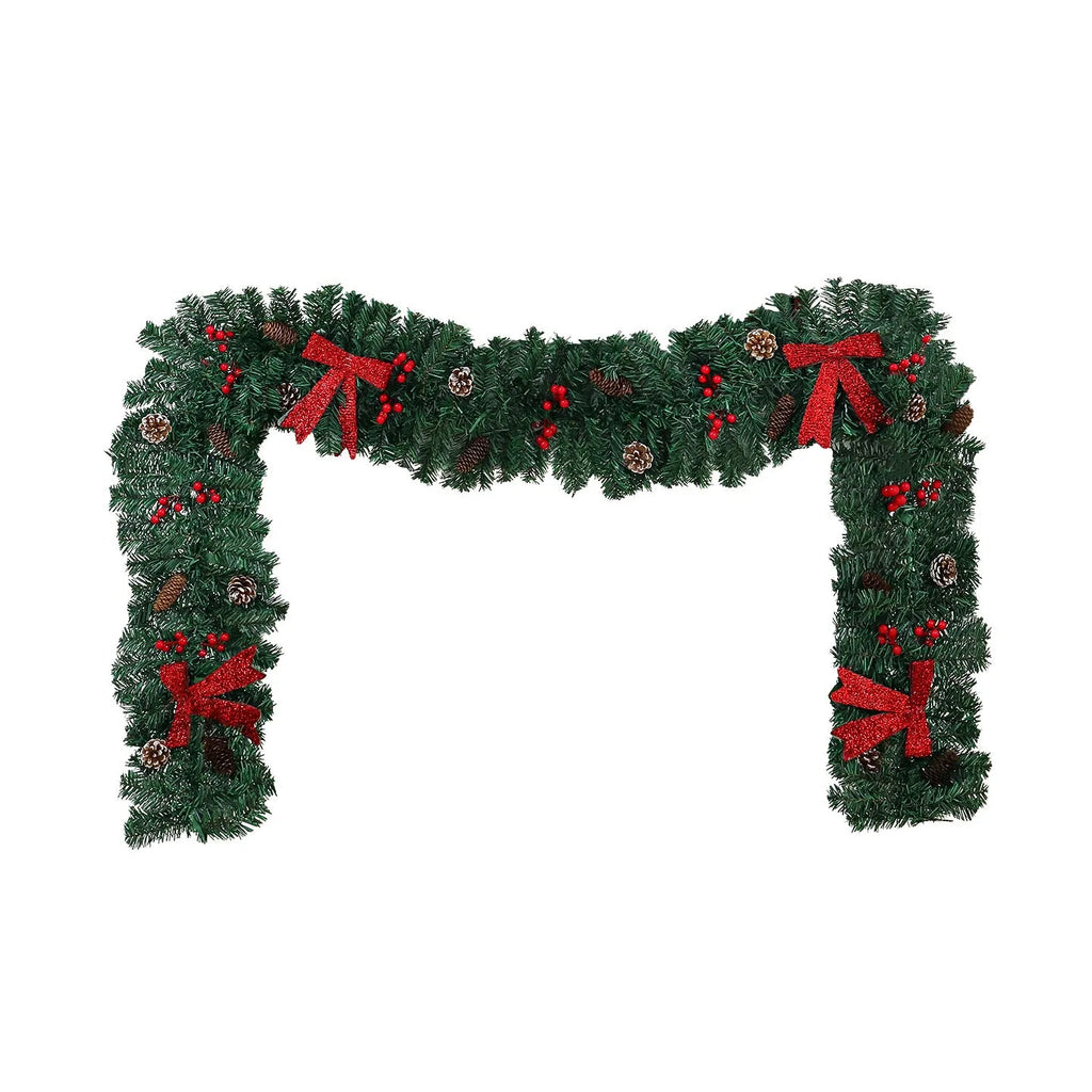 Christmas rattan decoration with pine cones and festive bow in European-style design