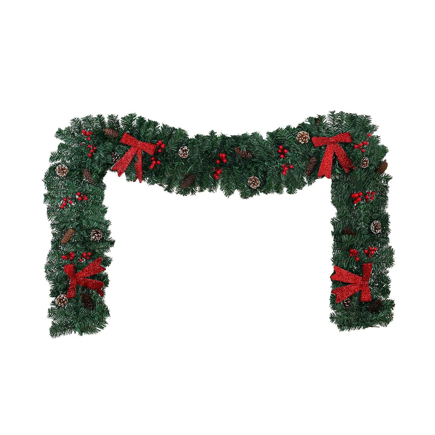 Christmas rattan decoration with pine cones and festive bow in European-style design