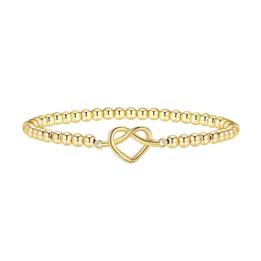Adjustable stainless steel beaded bracelet with round geometric beads and electroplated finish for women