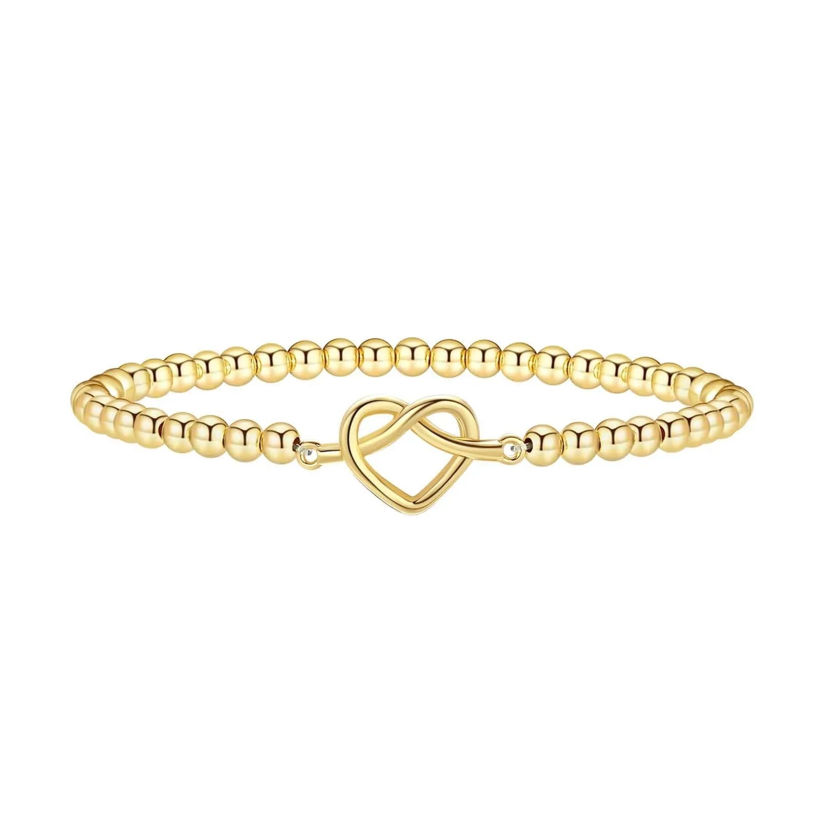 Adjustable stainless steel beaded bracelet with round geometric beads and electroplated finish for women