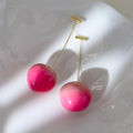 Acrylic peach fruit earrings with copper findings in small and large size options