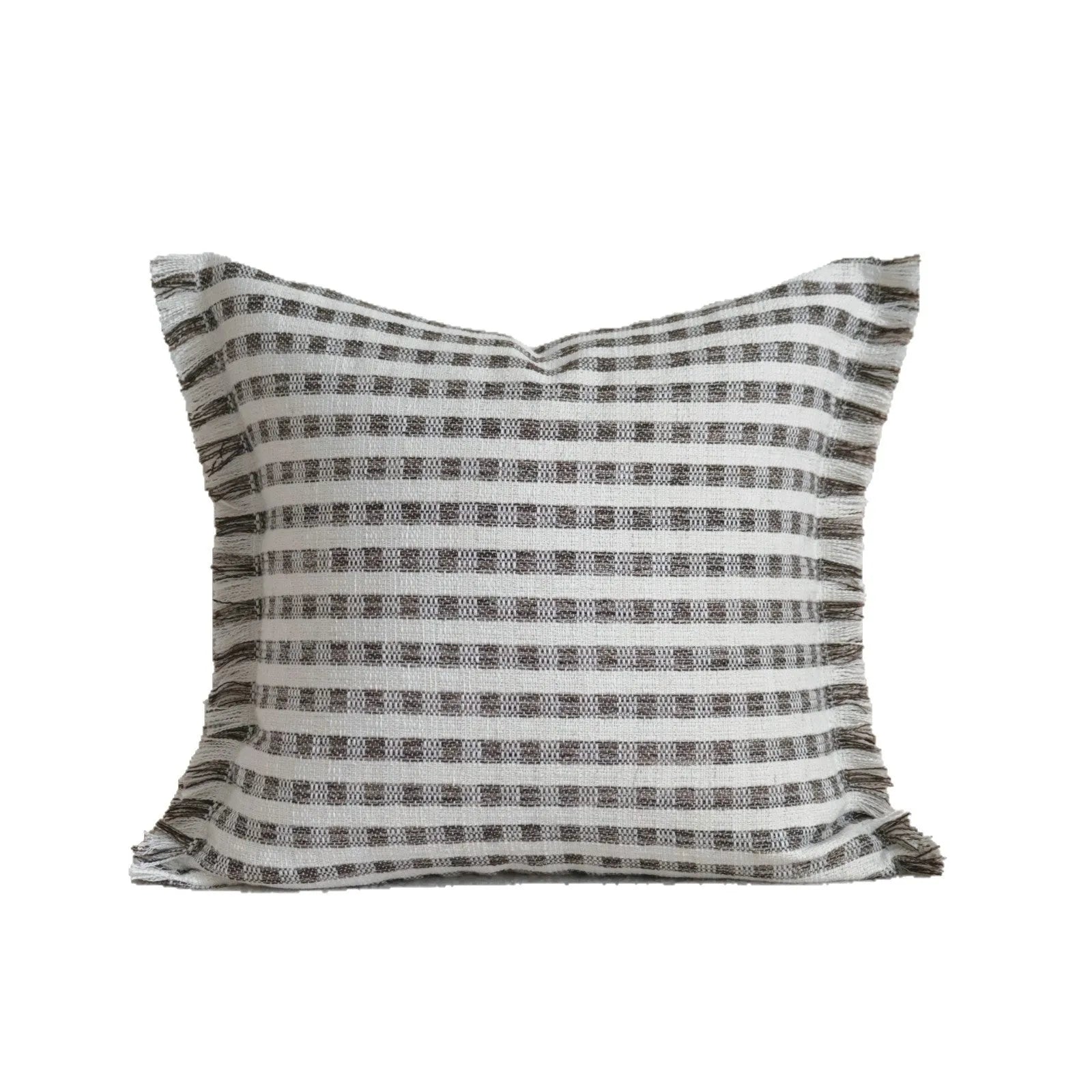 Coffee brown Chinese classical stripe pattern decorative cushion in 30x50cm and 45x45cm sizes.