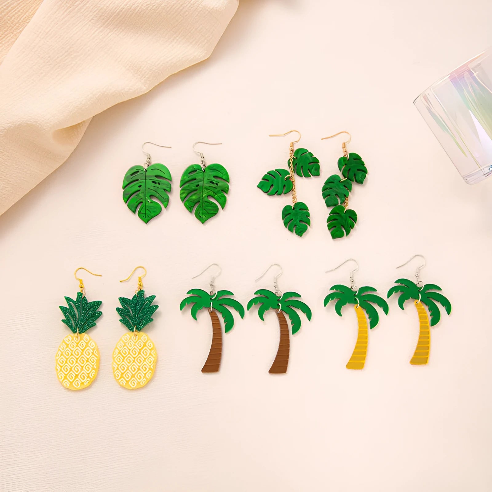 Acrylic coconut artocarpus fruit dangle earrings with alloy hook in multiple colours