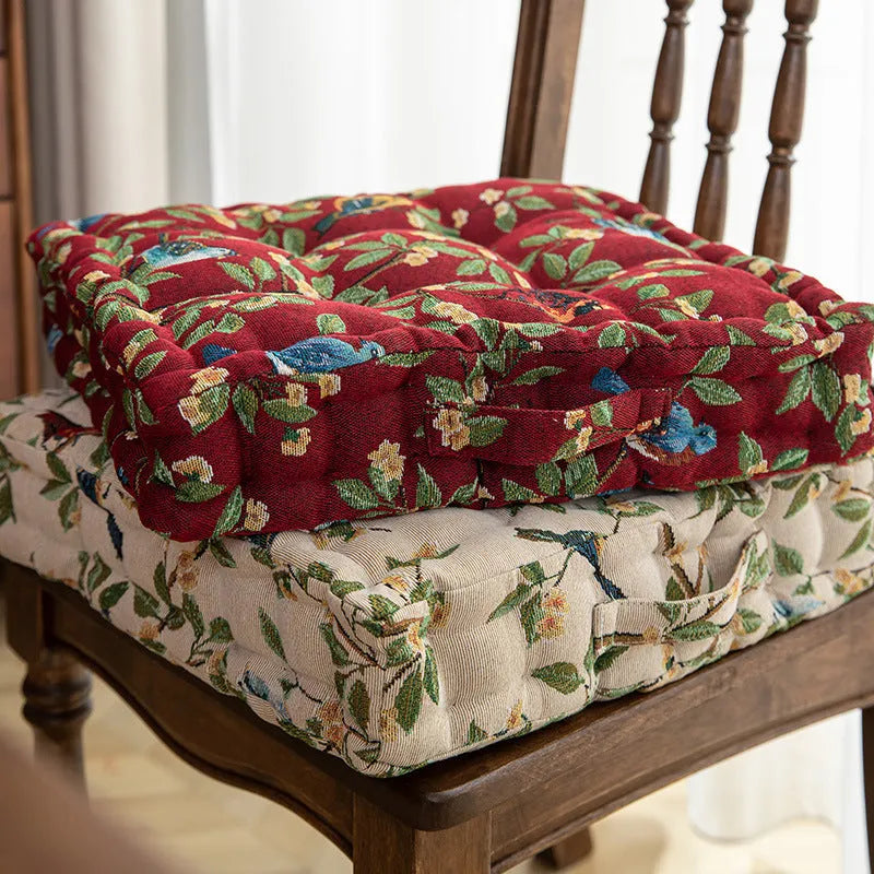 American dining chair back cushion with floral bird pattern, 40×40×8cm dimensions