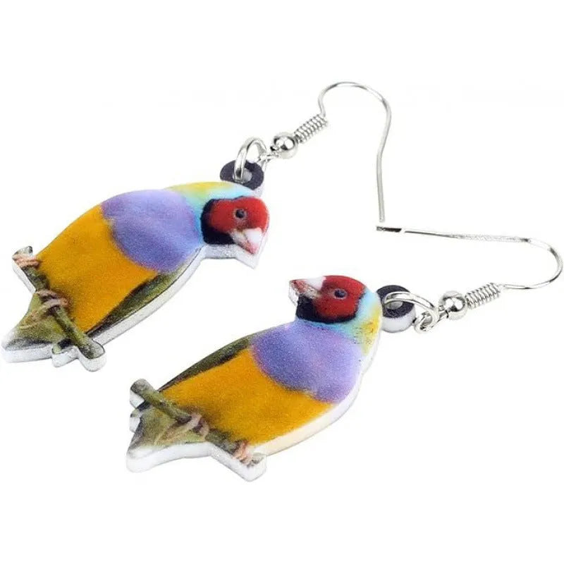 Blue titmouse pendant earrings with snake design geometric acrylic jewellery