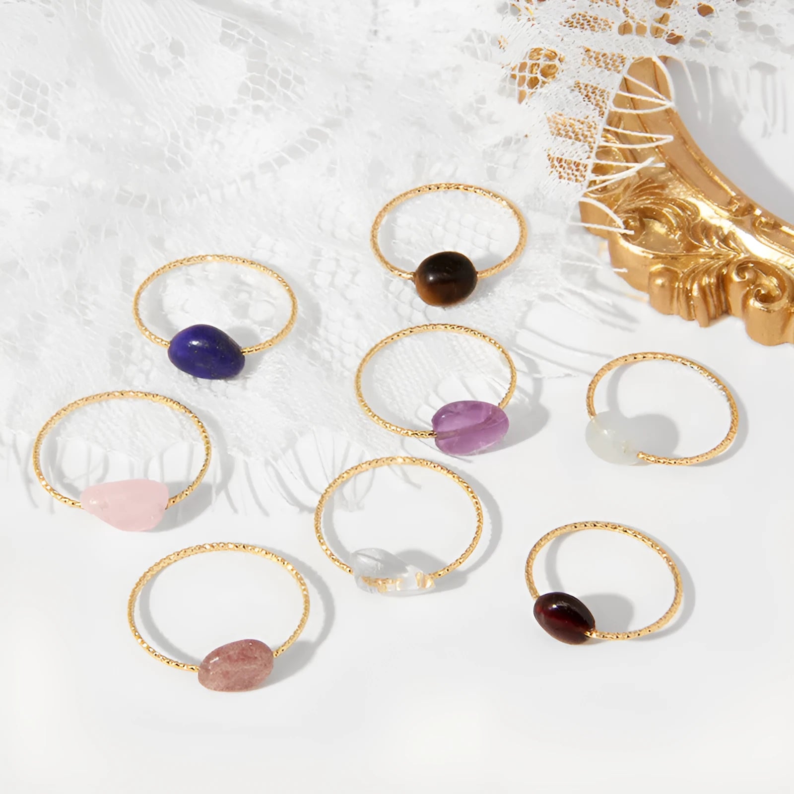Original geometric niche design ring for women crafted from coloured natural agate stone.