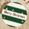 Alien-shaped round Christmas floor mat with cashmere-like texture in holiday patterns