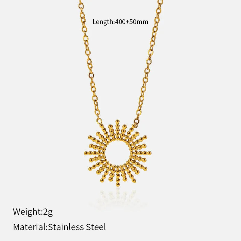 Sunflower Series women's 14K gold plated geometric chain necklace and bracelet set