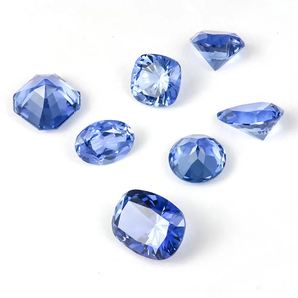 Royal blue heart-shaped gemstone with tiara cut faceting for jewellery making