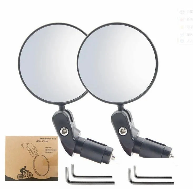 Black foldable convex rearview mirror with 7cm diameter on a 14cm arm.