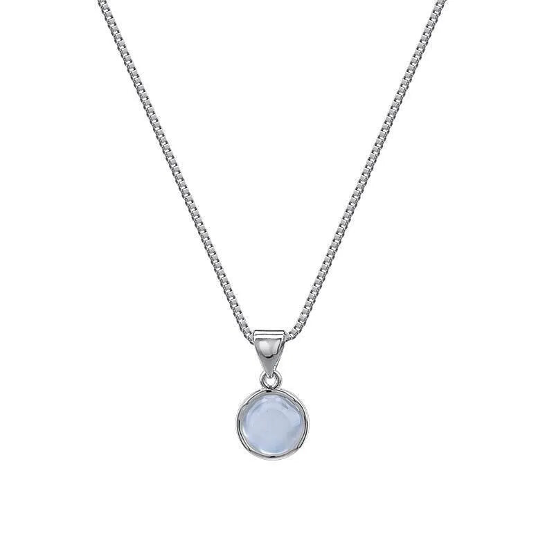 Women's oval pendant necklace with artificial crystal eight-point star on adjustable 21-50cm box chain