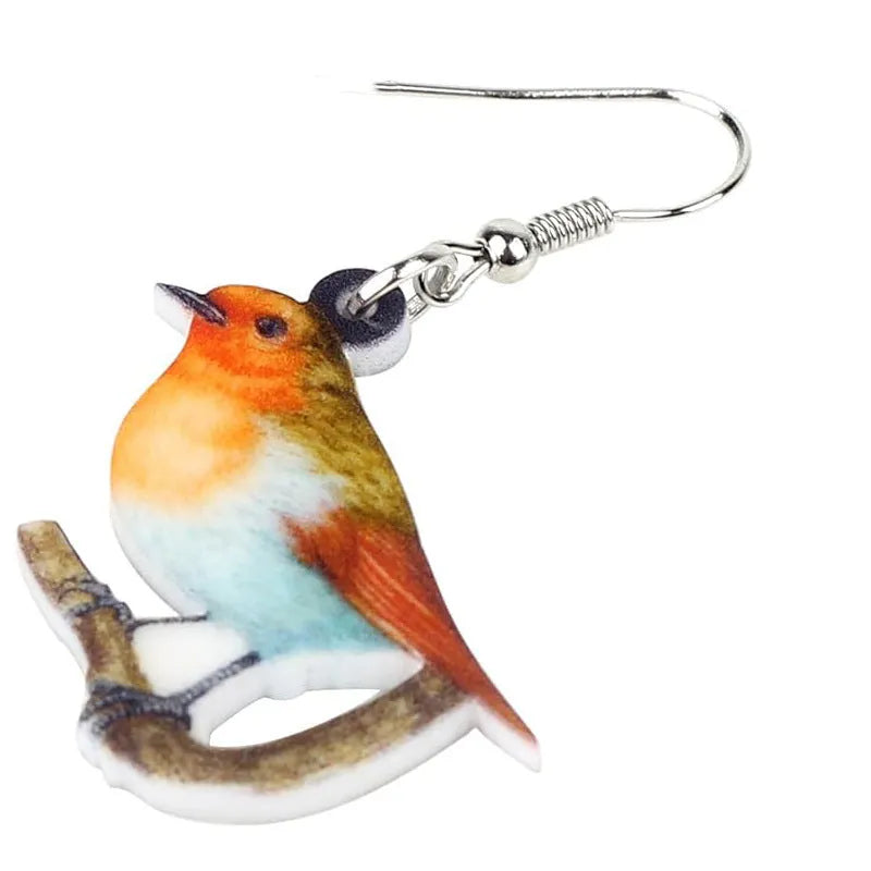 Blue titmouse pendant earrings with snake design geometric acrylic jewellery