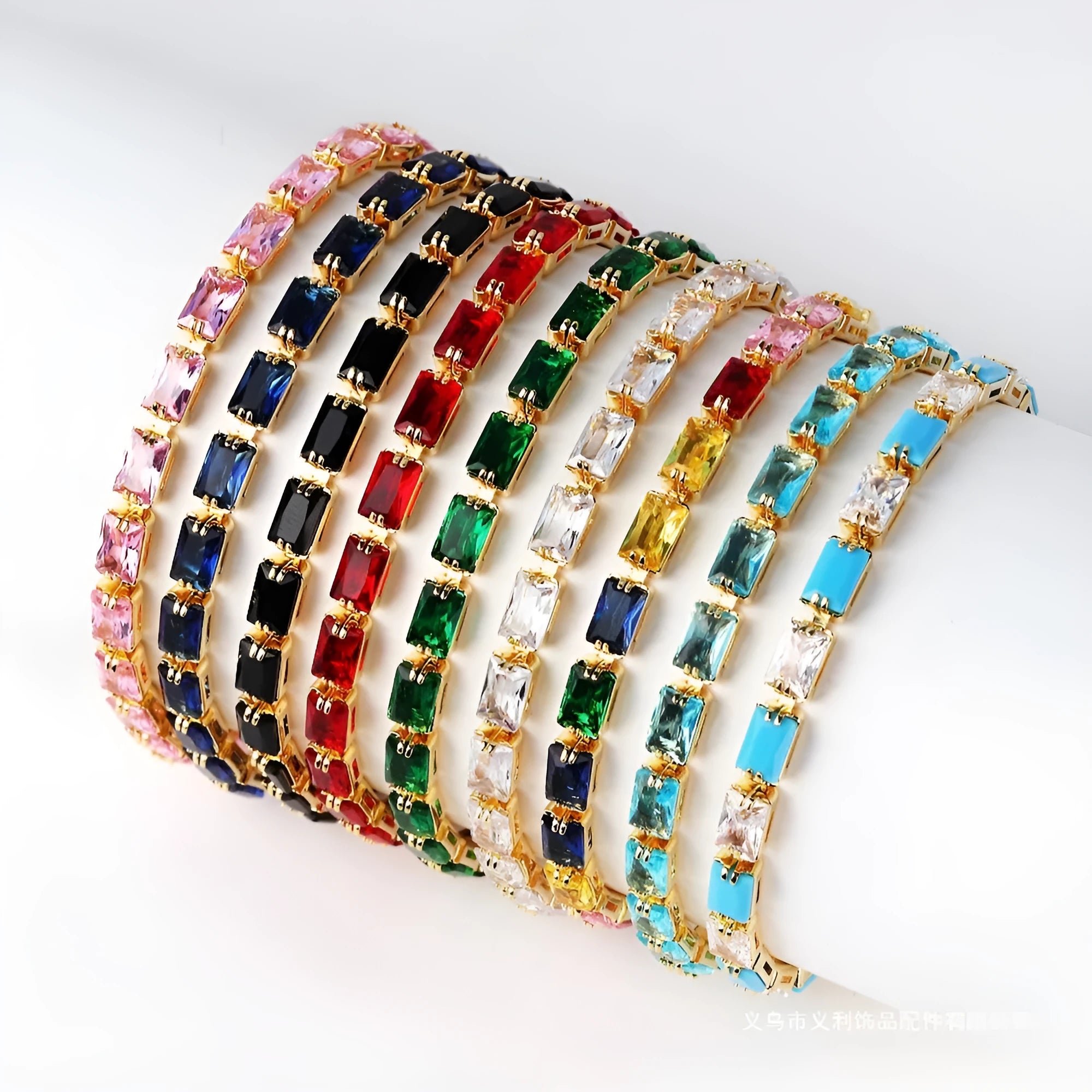 Gold or platinum electroplated zircon bracelet for women in ins style with coloured zirconium accents.