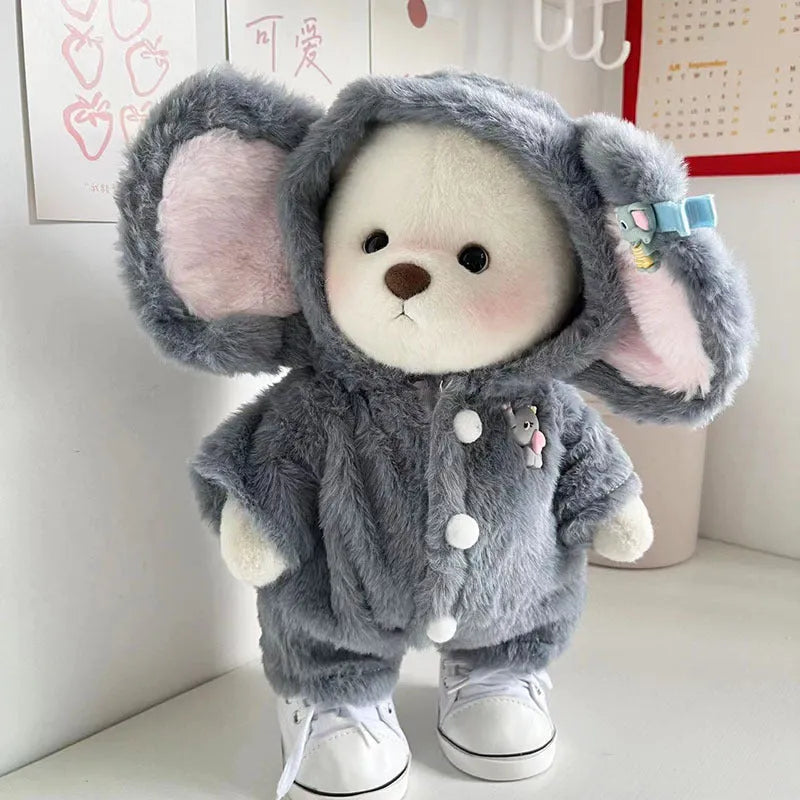 Grey elephant jumpsuit plush costume for 30cm Lina bear doll