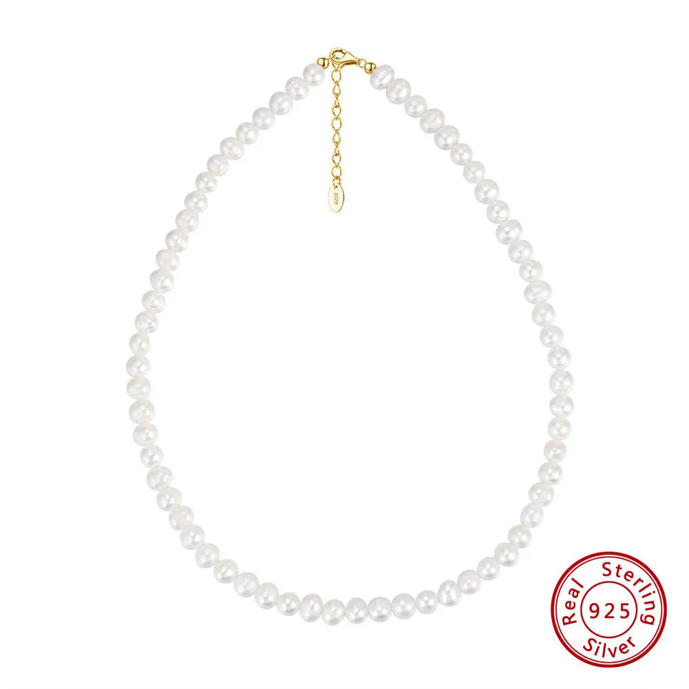 Women's adjustable sterling silver necklace with a single 6-7mm freshwater pearl pendant.