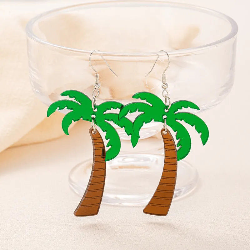 Acrylic coconut artocarpus fruit dangle earrings with alloy hook in multiple colours