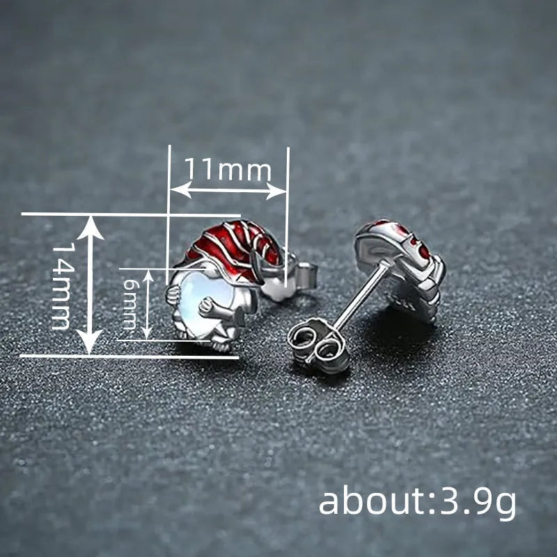Women's Santa Claus heart-shaped earrings in electroplated white gold colour