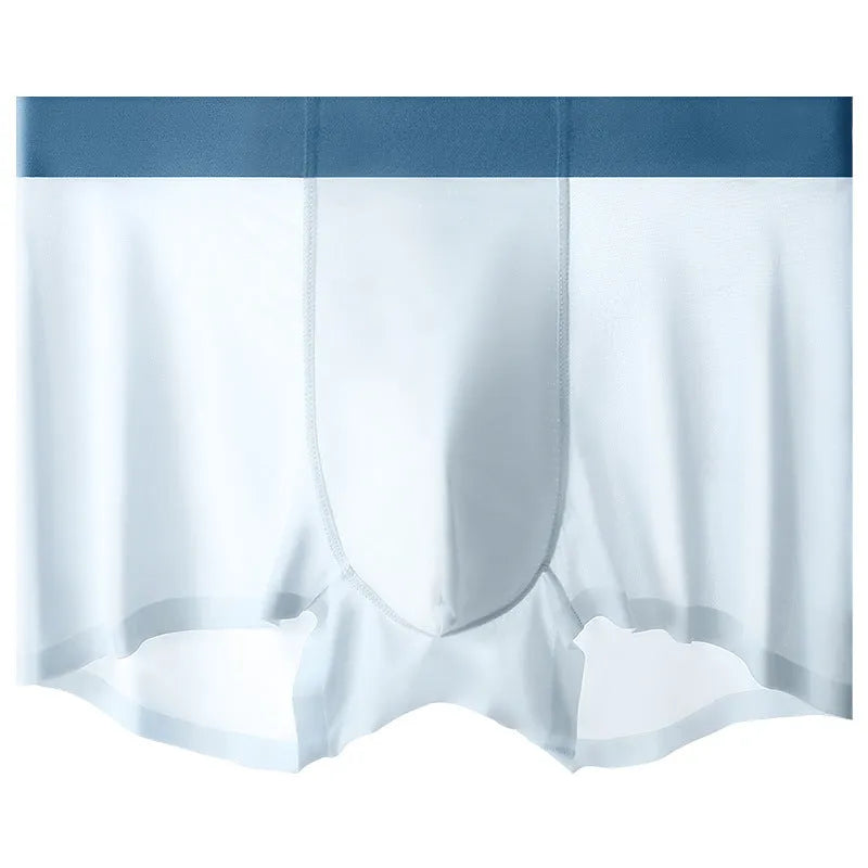 Men's Ice Silk graphene cooling antibacterial shorts in bean green colour, showing seamless design.