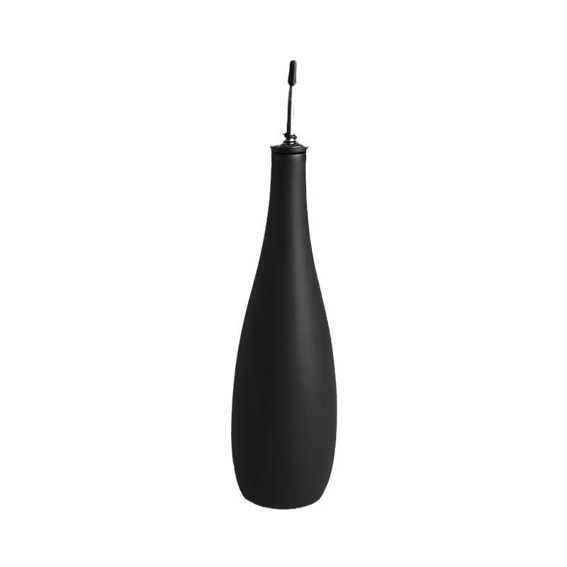 Ceramic oil pot with oil brush and removable funnel in black, coffee, or white finish