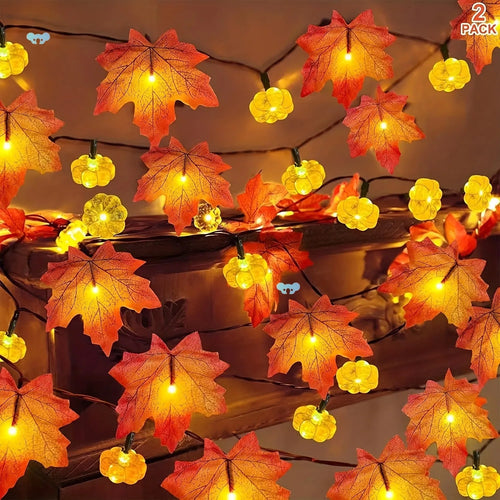 String of USB-powered plastic lights for autumn indoor decoration in picture colour