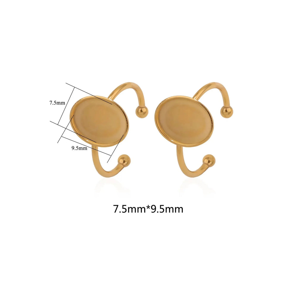 Stainless steel golden ring setting with totem pattern in oval 12x16mm size for DIY jewellery