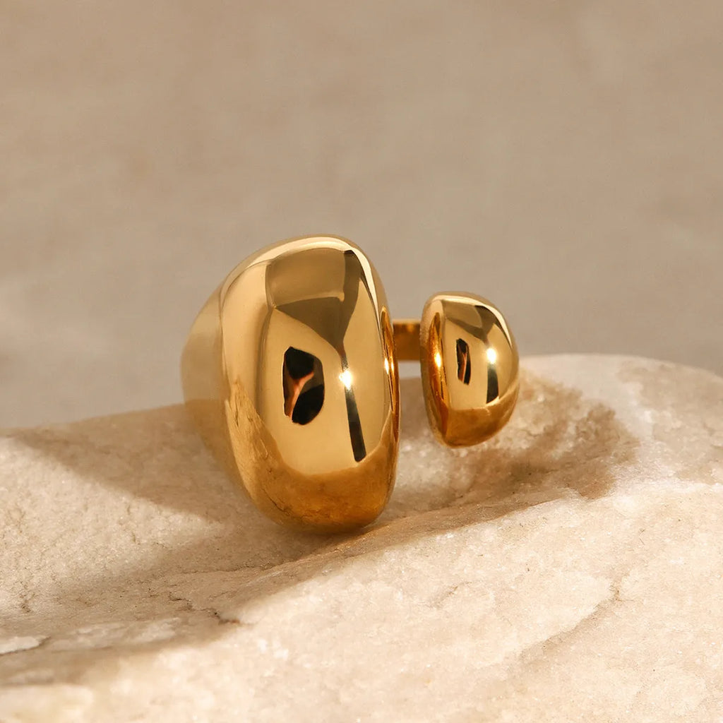 Women's stainless steel geometric open ring with exaggerated European American style