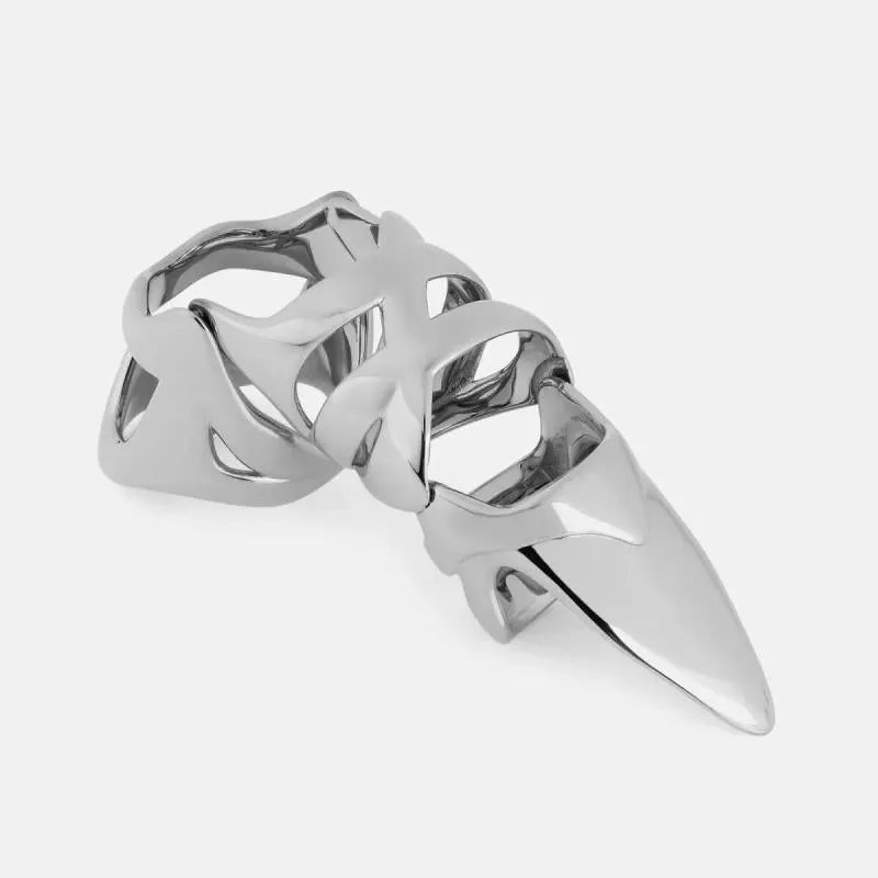 Silver alloy armour finger cover or stall for punk and cosplay accessory use