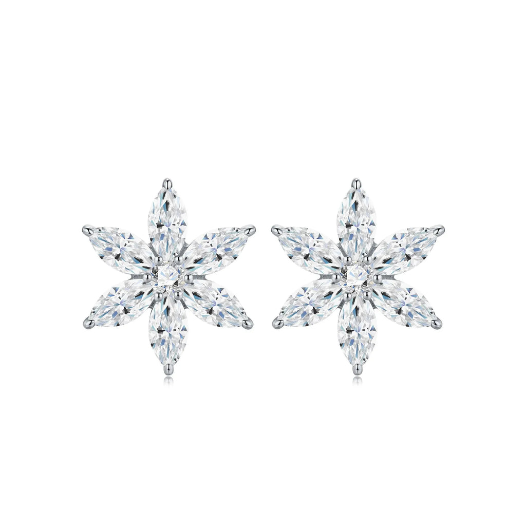 Moissanite 925 silver flower shape unisex earrings with advanced sense design