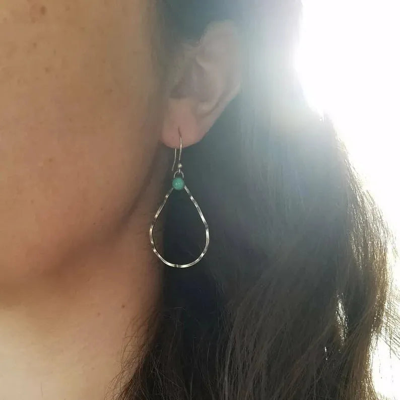 Geometric circle earrings antique silver bohemian vintage turquoise alloy jewellery
