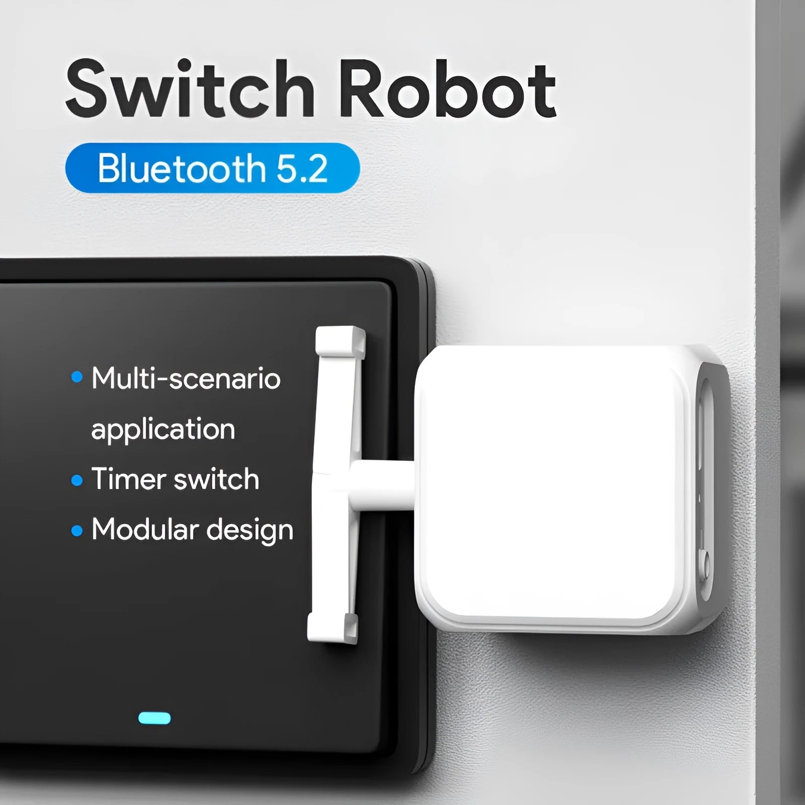 White Bluetooth rocker arm finger robot remote control showing compact dimensions