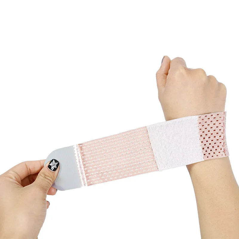 A pair of high elastic breathable athletic wristguards in black, grey, or pink colours.