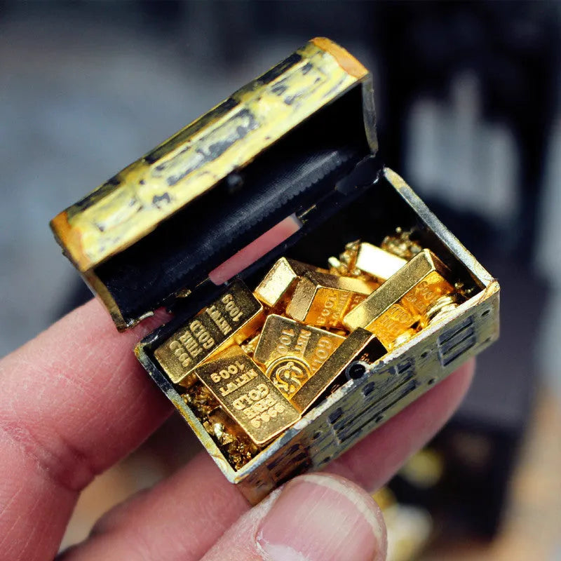 Alloy gold coin treasure box mini ornaments with gold bars for doll house accessories