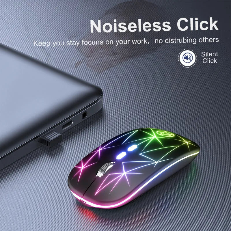 Dual-mode Bluetooth wireless gaming mouse with luminous indicator and metal roller in black finish