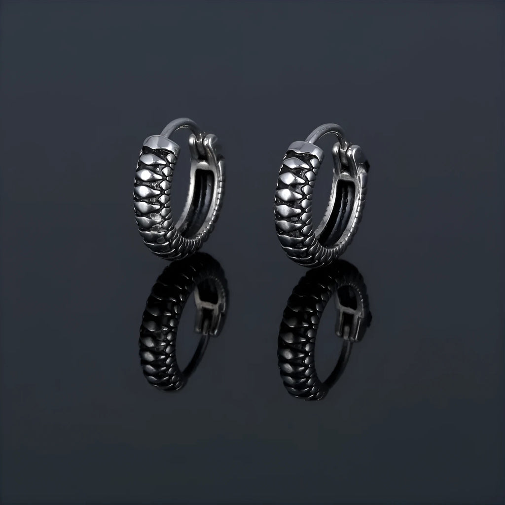 Silver geometric earrings with retro twist design and titanium steel construction