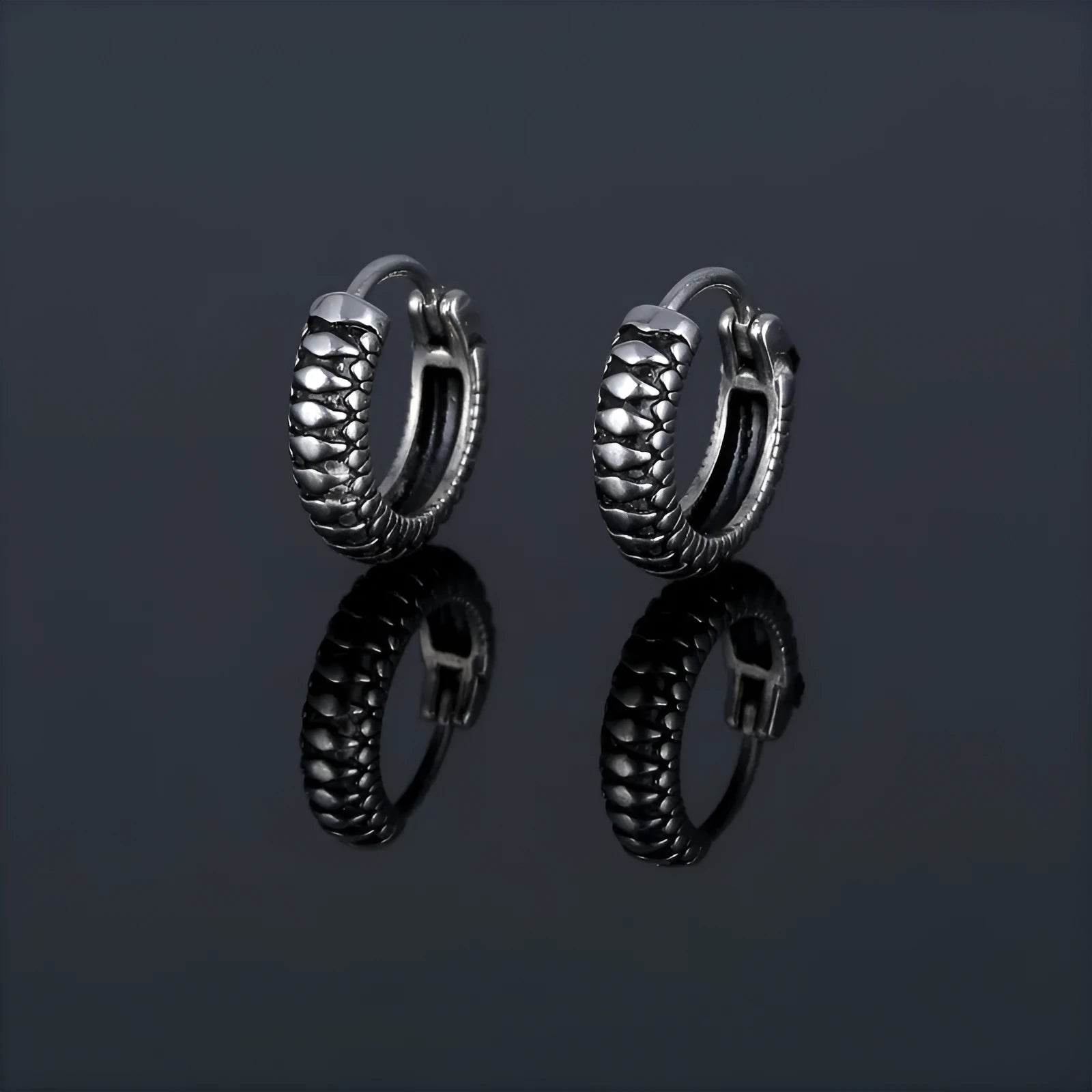 Silver geometric earrings with retro twist design and titanium steel construction
