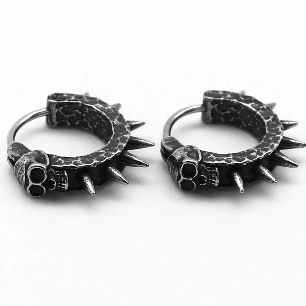 Copper and black geometric punk motorcycle earrings with alloy construction for men and women
