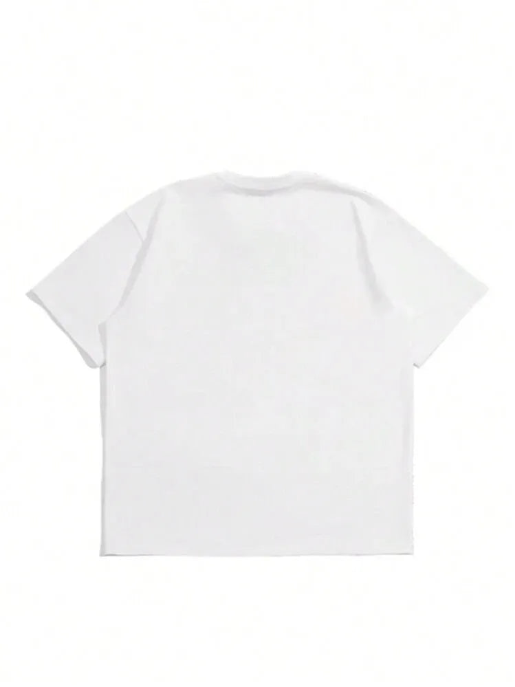 Men's solid colour pure cotton short sleeve t-shirt in Japanese retro style, shown in black.