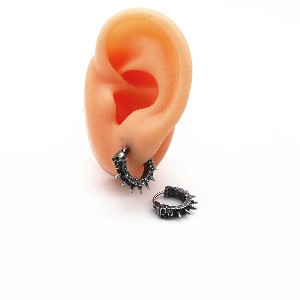 Copper and black geometric punk motorcycle earrings with alloy construction for men and women