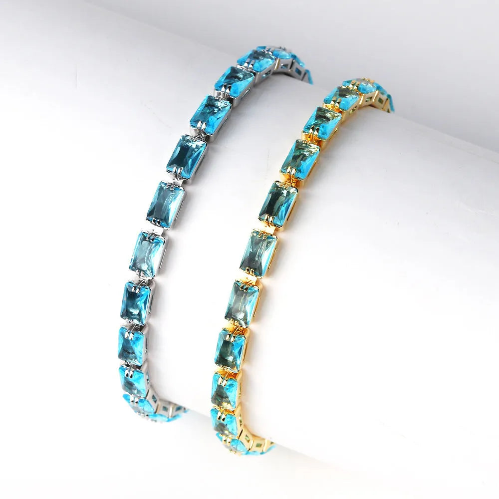 Gold or platinum electroplated zircon bracelet for women in ins style with coloured zirconium accents.