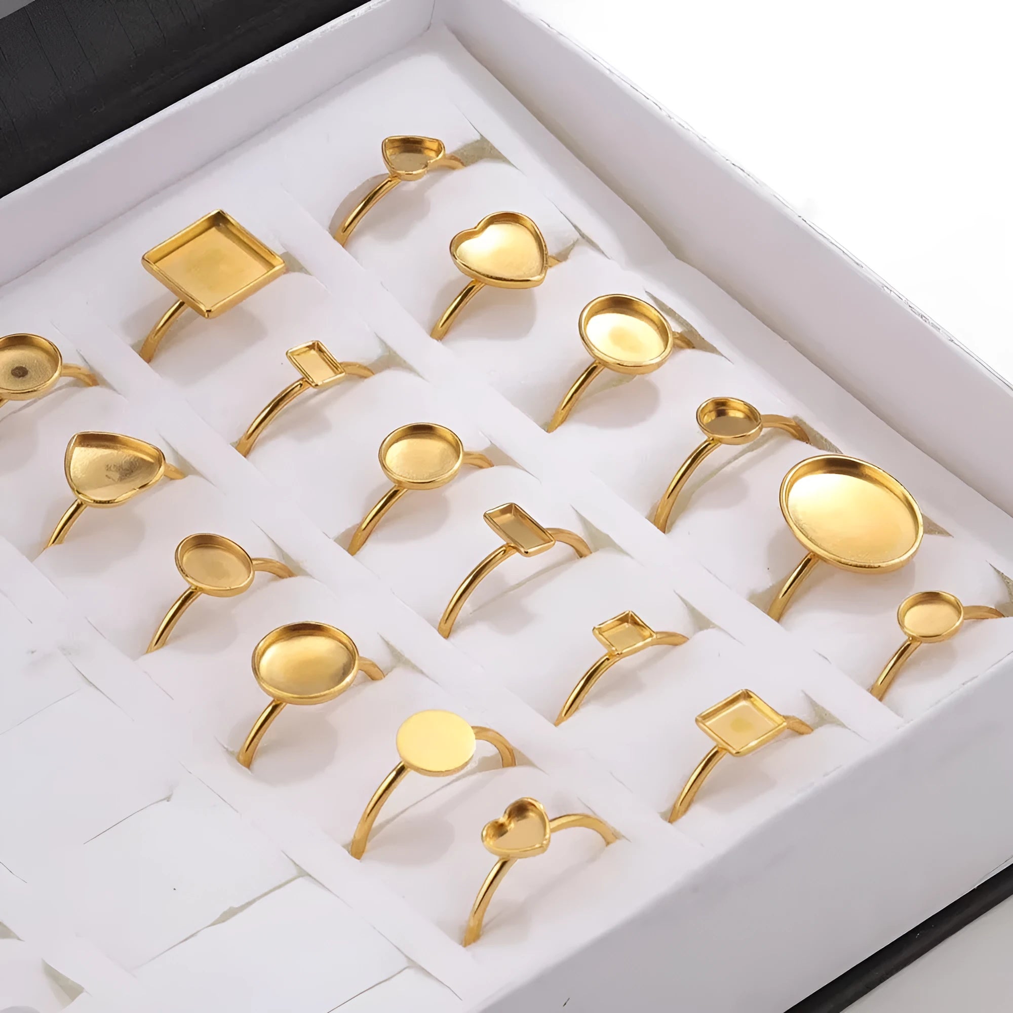 Stainless steel golden ring setting with totem pattern in oval 12x16mm size for DIY jewellery